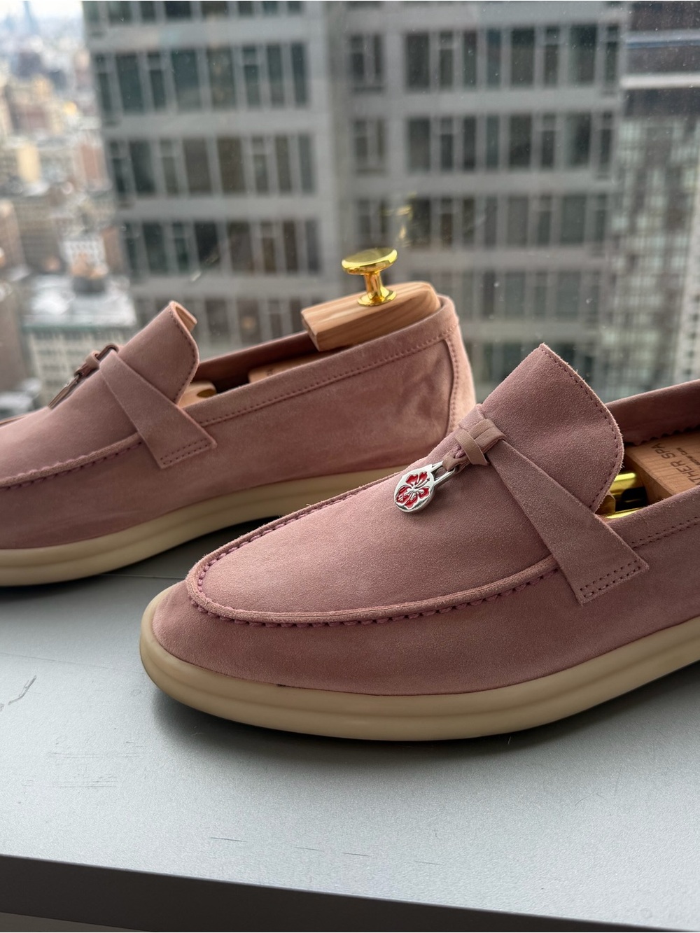 Loro Piana Pink Suede Cherry Blossom Summer Charm Walk Loafers - Picture 3 of 4